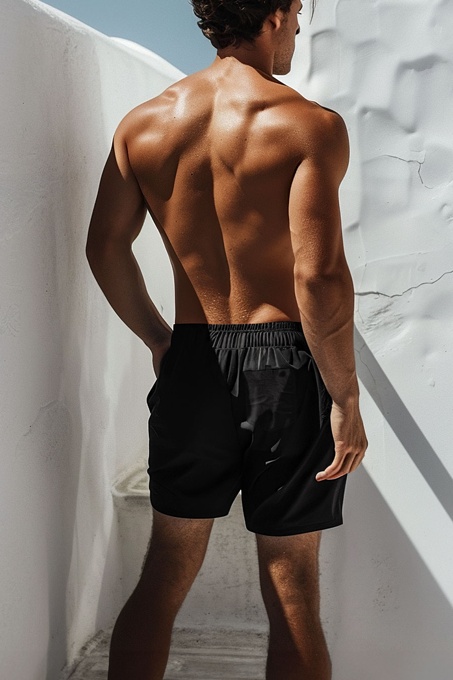 Swimming Shorts in Black Color with Gaming Essentials Print swimwear-man-a-g2-back-full-black-no_stamp.jpg