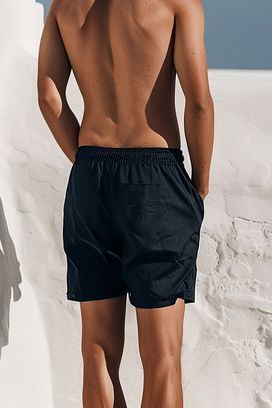 Swimming Shorts in Blue Color with Cheers Teddy Print swimwear-man-a-g22-back-full-blue-no_stamp.jpg
