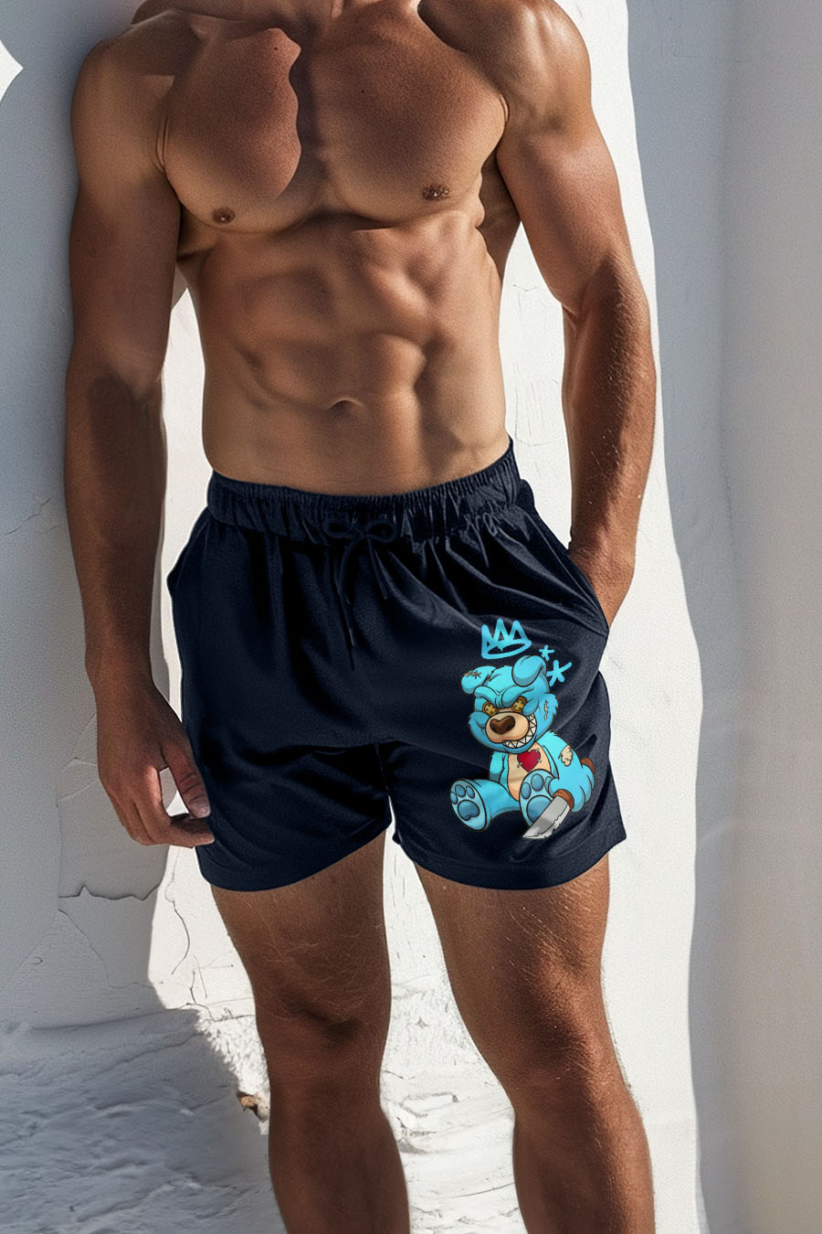 Swimming Shorts in Blue Color with Madness Rich Print swimwear-man-a-g24-front-zoom2-blue-1228.jpg