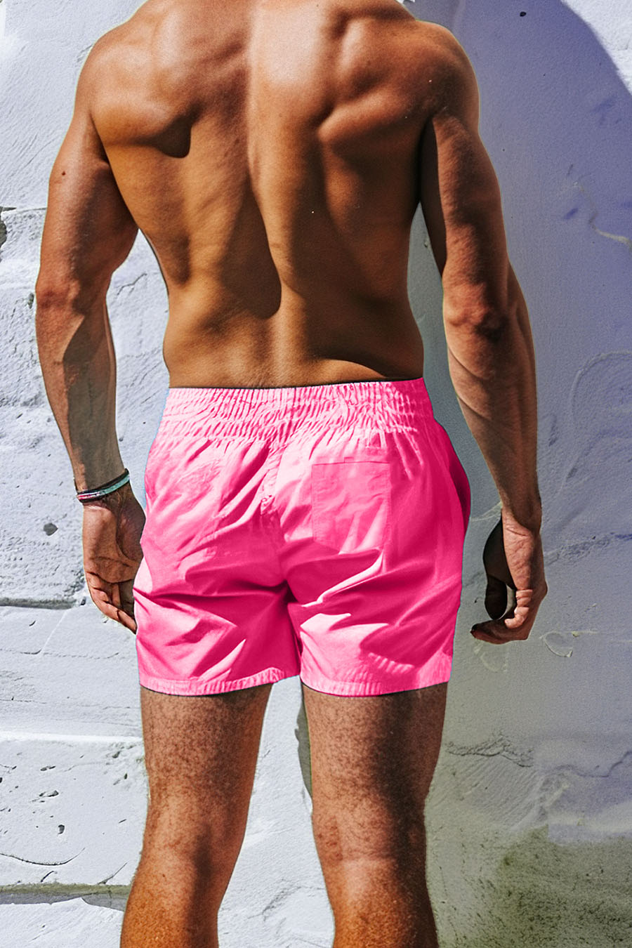 Swimming Shorts in Pink Color with Tennis Teddy Print swimwear-man-a-g49-back-full-pink-no_stamp.jpg