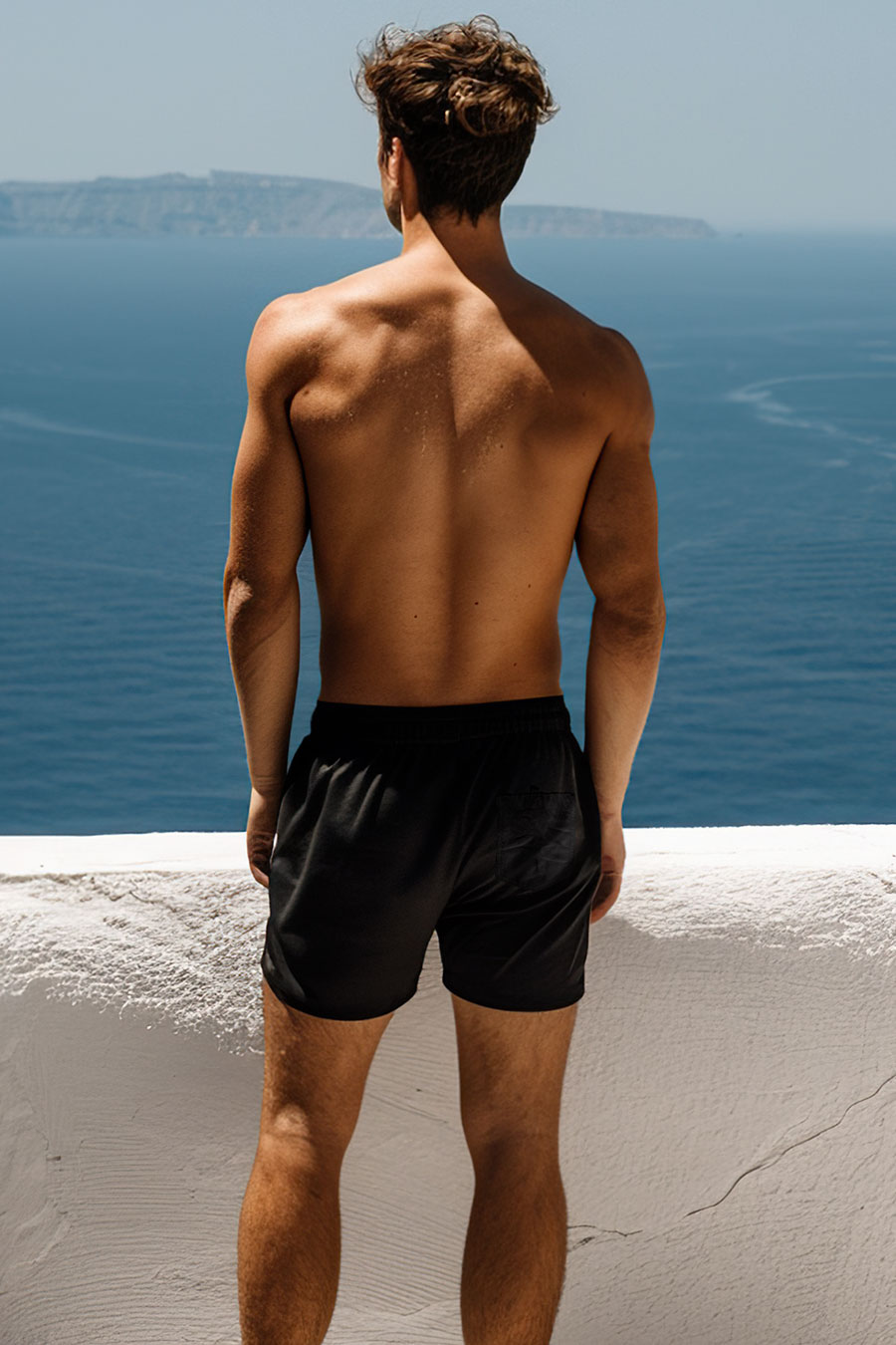 Swimming Shorts in Black Color with Air Teddy Print swimwear-man-a-g8-back-full-black-no_stamp.jpg