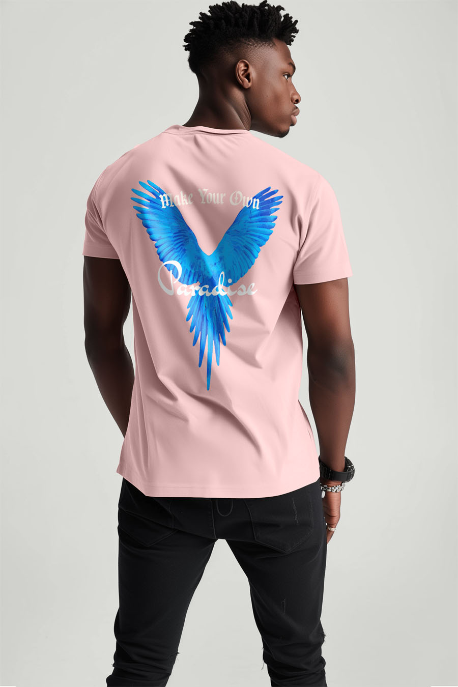 T-Shirt in Pink color with Your Own Paradise Print t-shirt-man-a-g17-back-full-pink-2719.jpg
