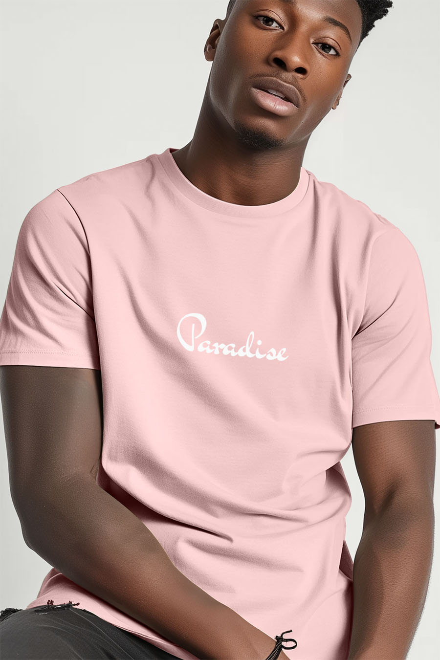 T-Shirt in Pink color with Your Own Paradise Print t-shirt-man-a-g17-front-zoom3-pink-2719.jpg