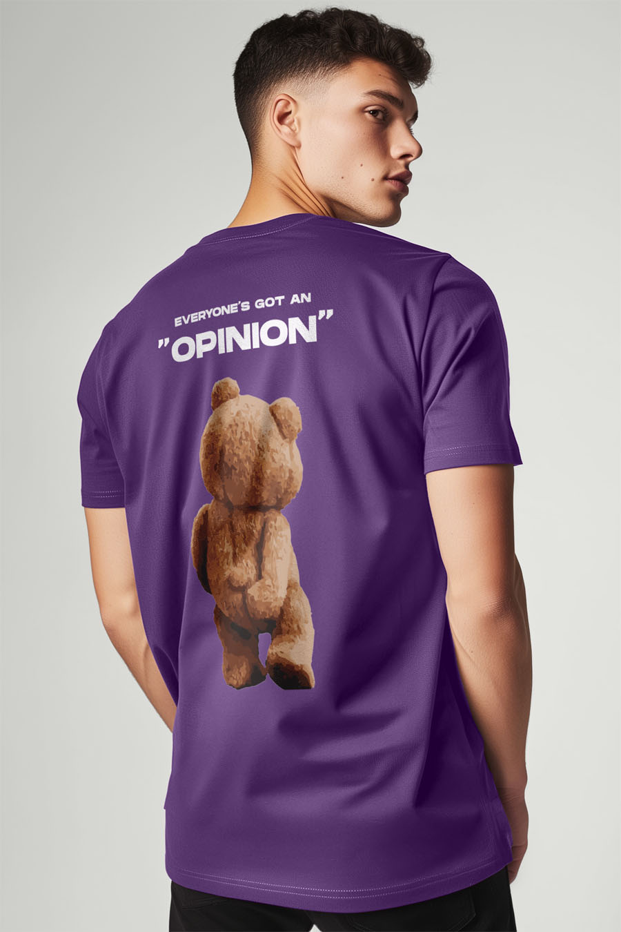 T-Shirt in Purple color with Teddys Opinion Print t-shirt-man-a-g20-back-zoom1-purple-2761.jpg