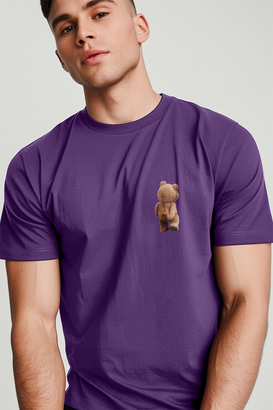 T-Shirt in Purple color with Teddys Opinion Print t-shirt-man-a-g20-front-zoom3-purple-2761.jpg