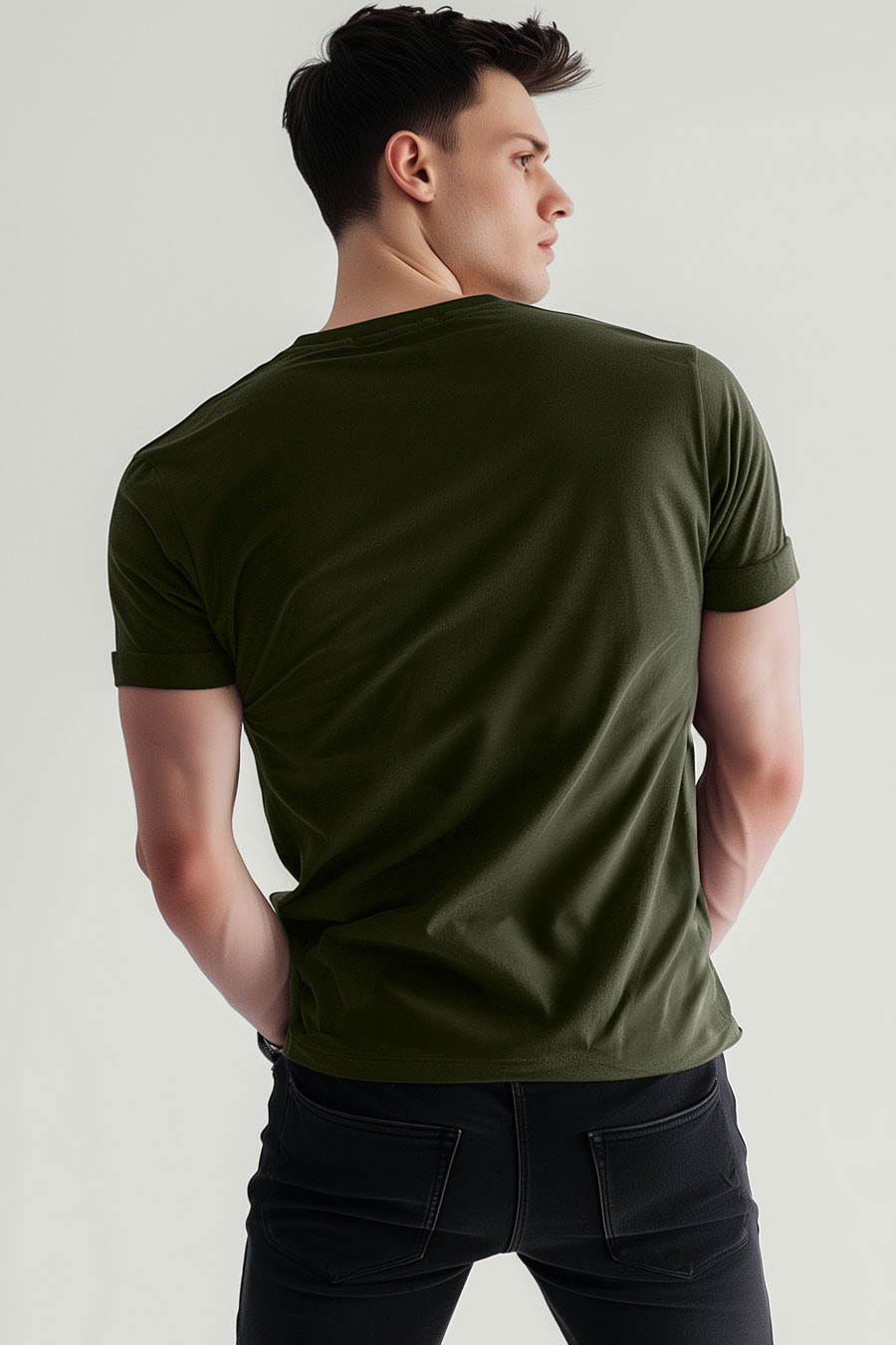 T-Shirt in Khaki color with Hedrix Handwriting Print t-shirt-man-a-g41-back-full-xaki-no_stamp.jpg