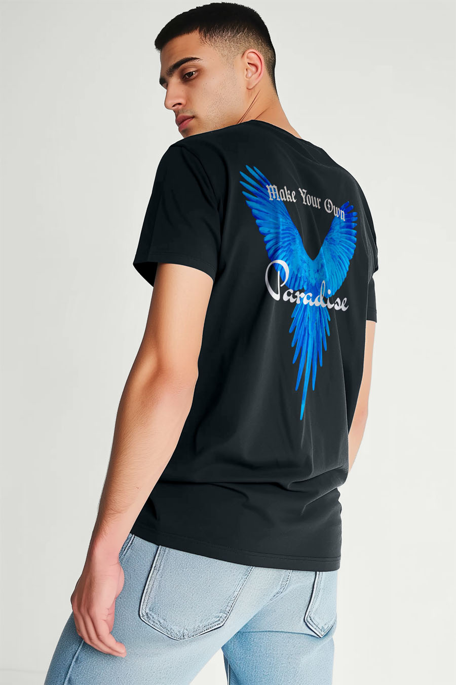 T-Shirt in Iron Grey color with Your Own Paradise Print t-shirt-man-a-g43-back-zoom1-iron_gray-2719.jpg