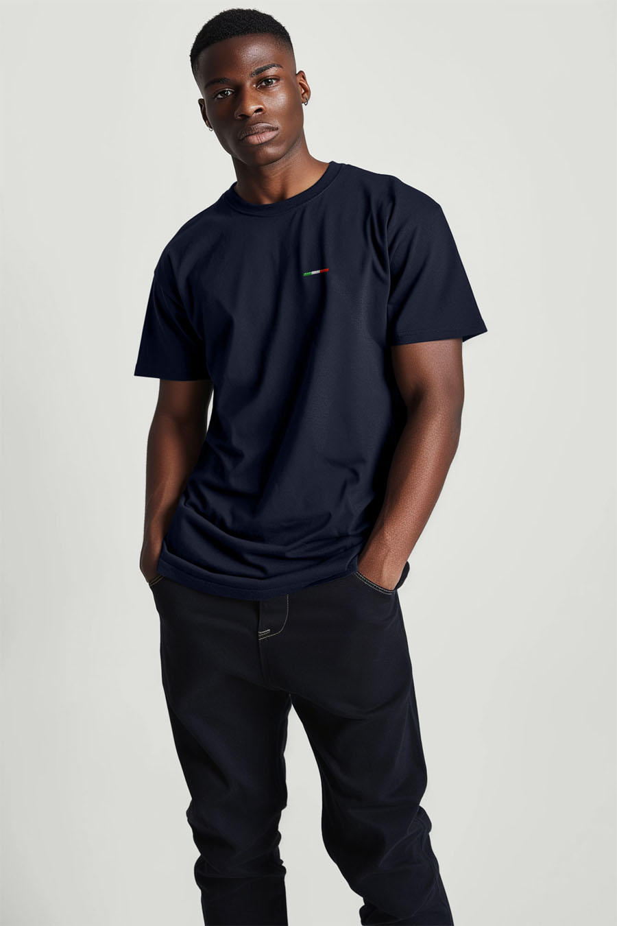 T-Shirt in Blue color with Italian Stripe Print t-shirt-man-a-g52-front-full-blue-2549.jpg