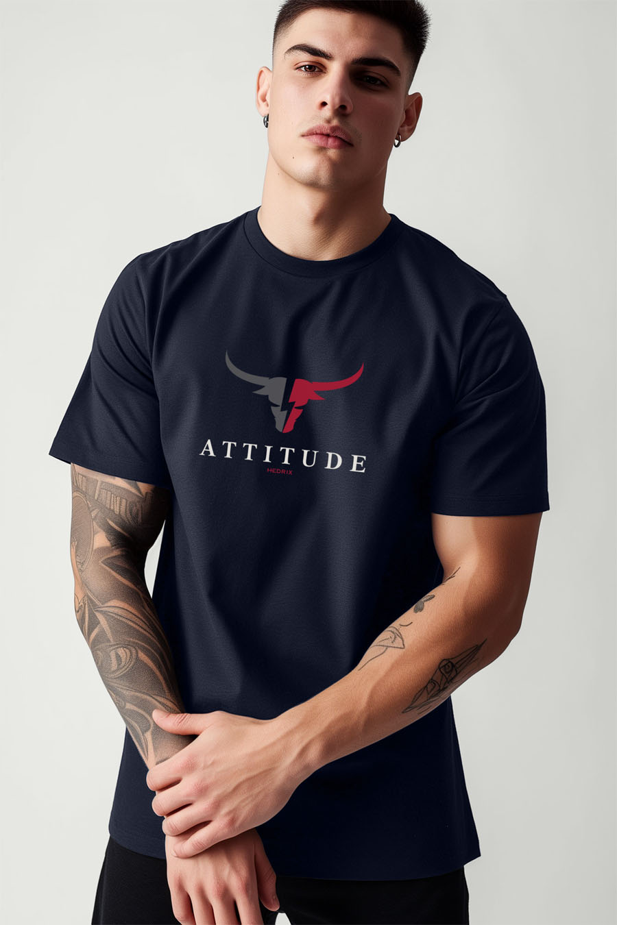 T-Shirt in Blue color with Goat Attitude Print t-shirt-man-a-g53-front-zoom2-blue-2680.jpg