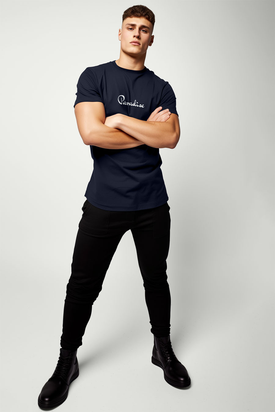 T-Shirt in Blue color with Your Own Paradise Print t-shirt-man-a-g54-front-full-blue-2719.jpg