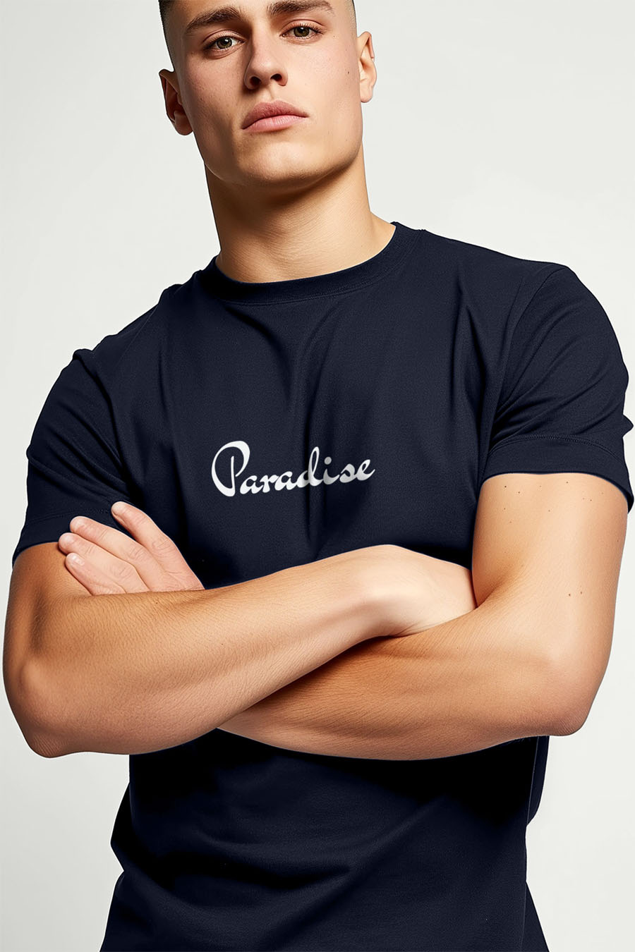 T-Shirt in Blue color with Your Own Paradise Print t-shirt-man-a-g54-front-zoom3-blue-2719.jpg