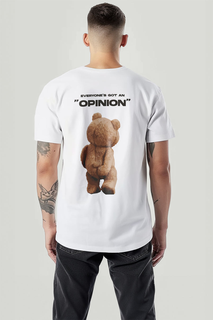 T-Shirt in White color with Teddys Opinion Print t-shirt-man-a-g71-back-full-white-2761.jpg