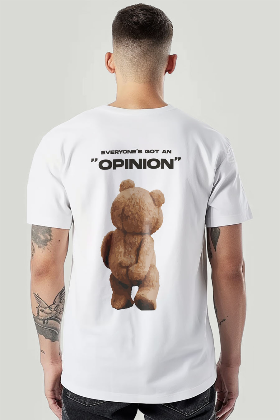 T-Shirt in White color with Teddys Opinion Print t-shirt-man-a-g71-back-zoom1-white-2761.jpg