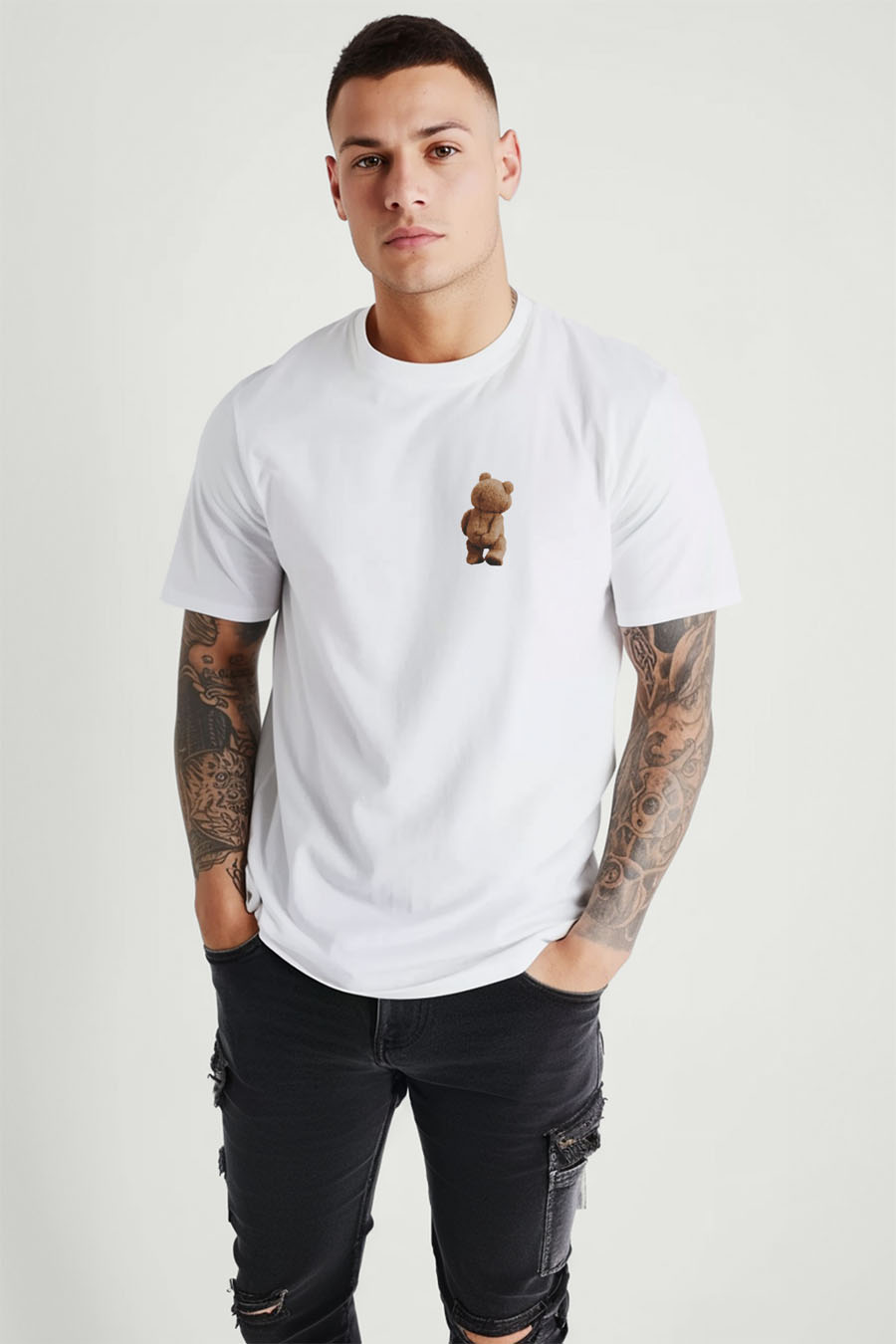 T-Shirt in White color with Teddys Opinion Print t-shirt-man-a-g71-front-full-white-2761.jpg