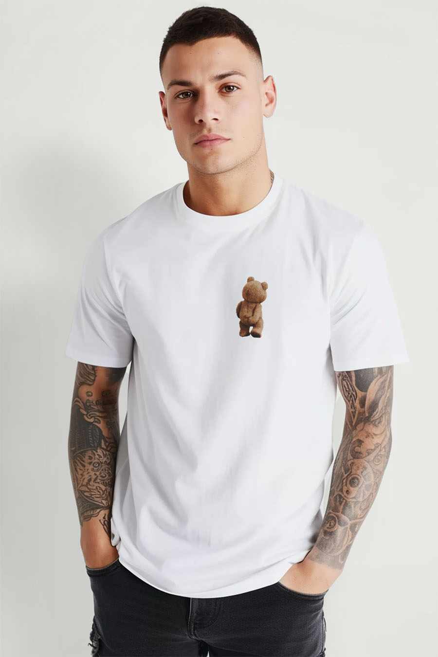T-Shirt in White color with Teddys Opinion Print t-shirt-man-a-g71-front-zoom1-white-2761.jpg