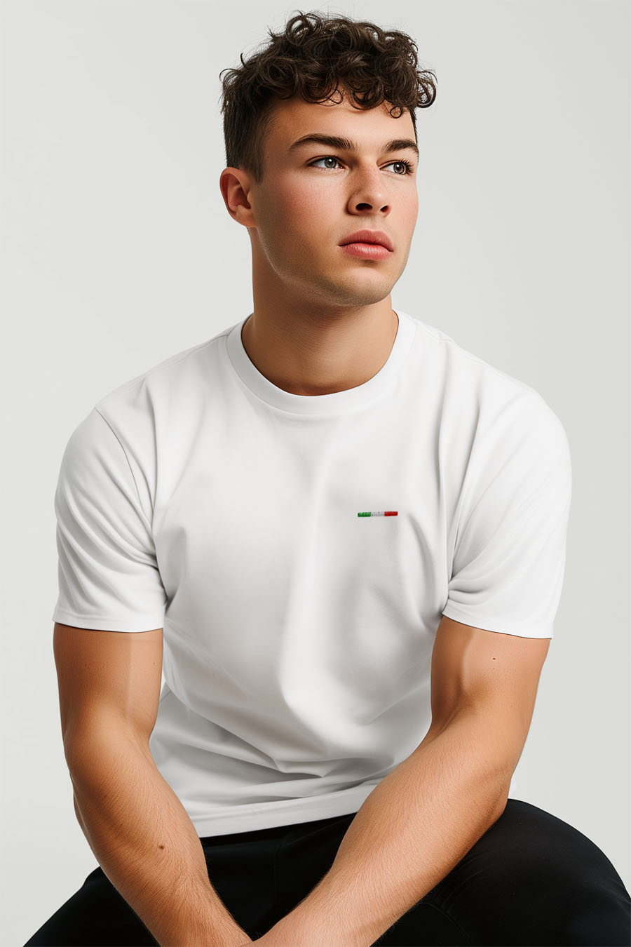 T-Shirt in White color with Italian Stripe Print t-shirt-man-a-g73-front-zoom1-white-2549.jpg