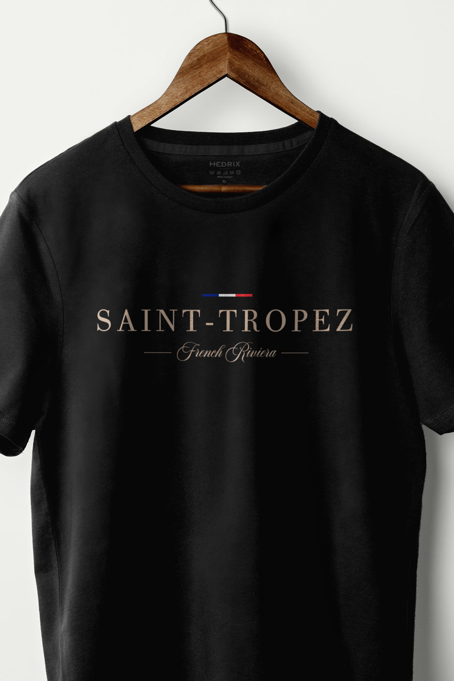 T-Shirt in Black color with Saint Tropez Riviera Print t-shirt-man-a-hanger-front-zoom1-black-2614.jpg