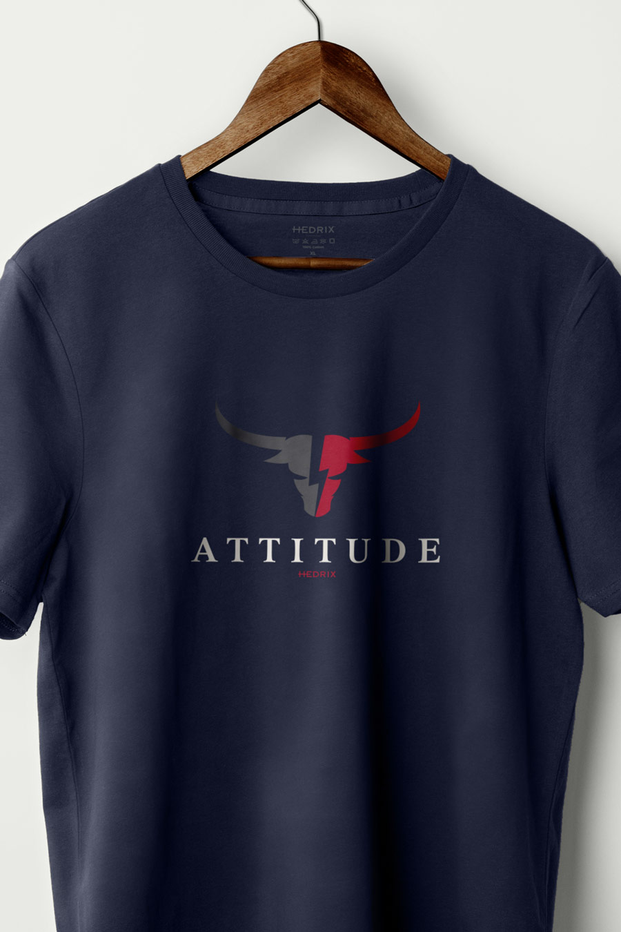 T-Shirt in Blue color with Goat Attitude Print t-shirt-man-a-hanger-front-zoom1-blue-2680.jpg