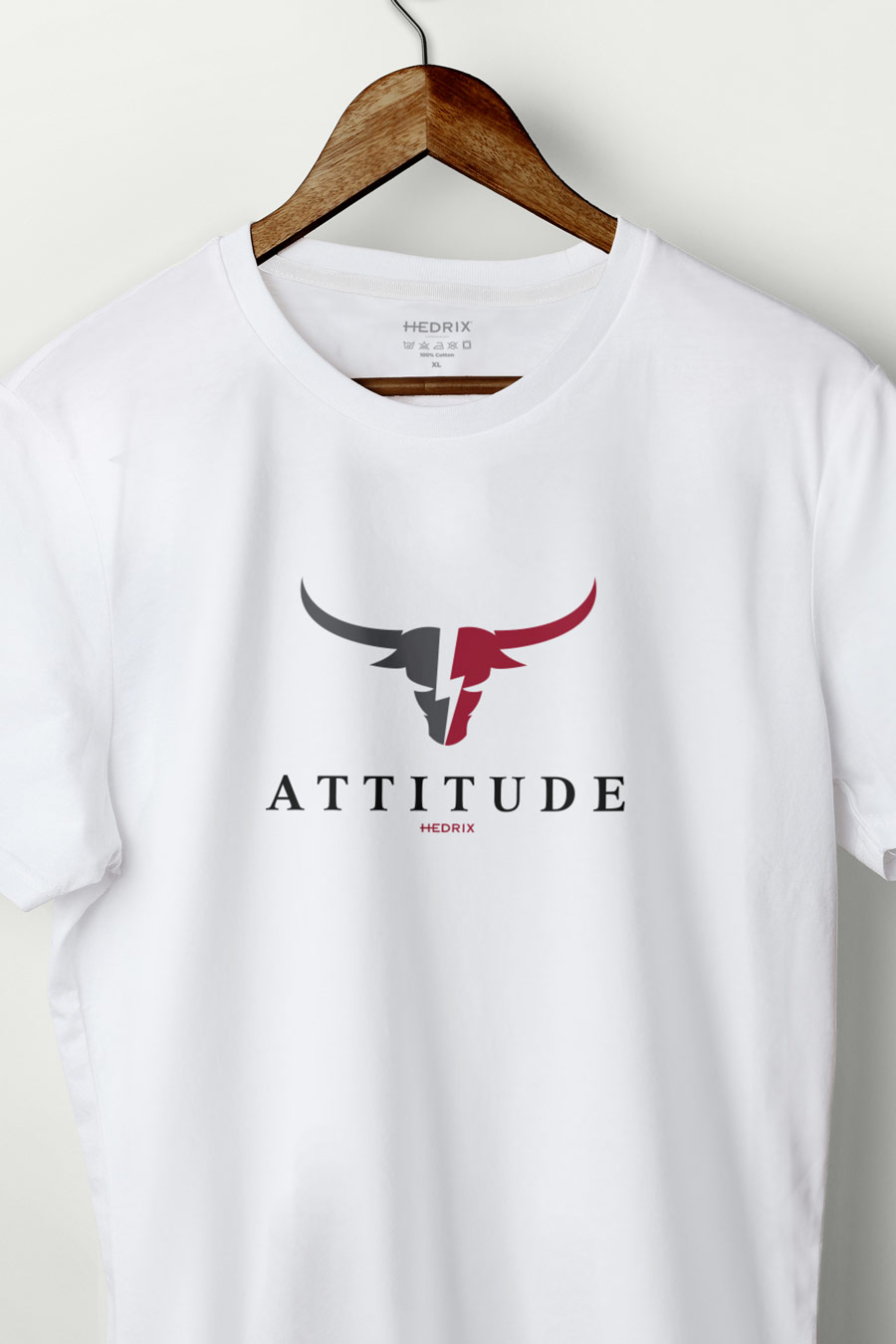 T-Shirt in White color with Goat Attitude Print t-shirt-man-a-hanger-front-zoom1-white-2680.jpg