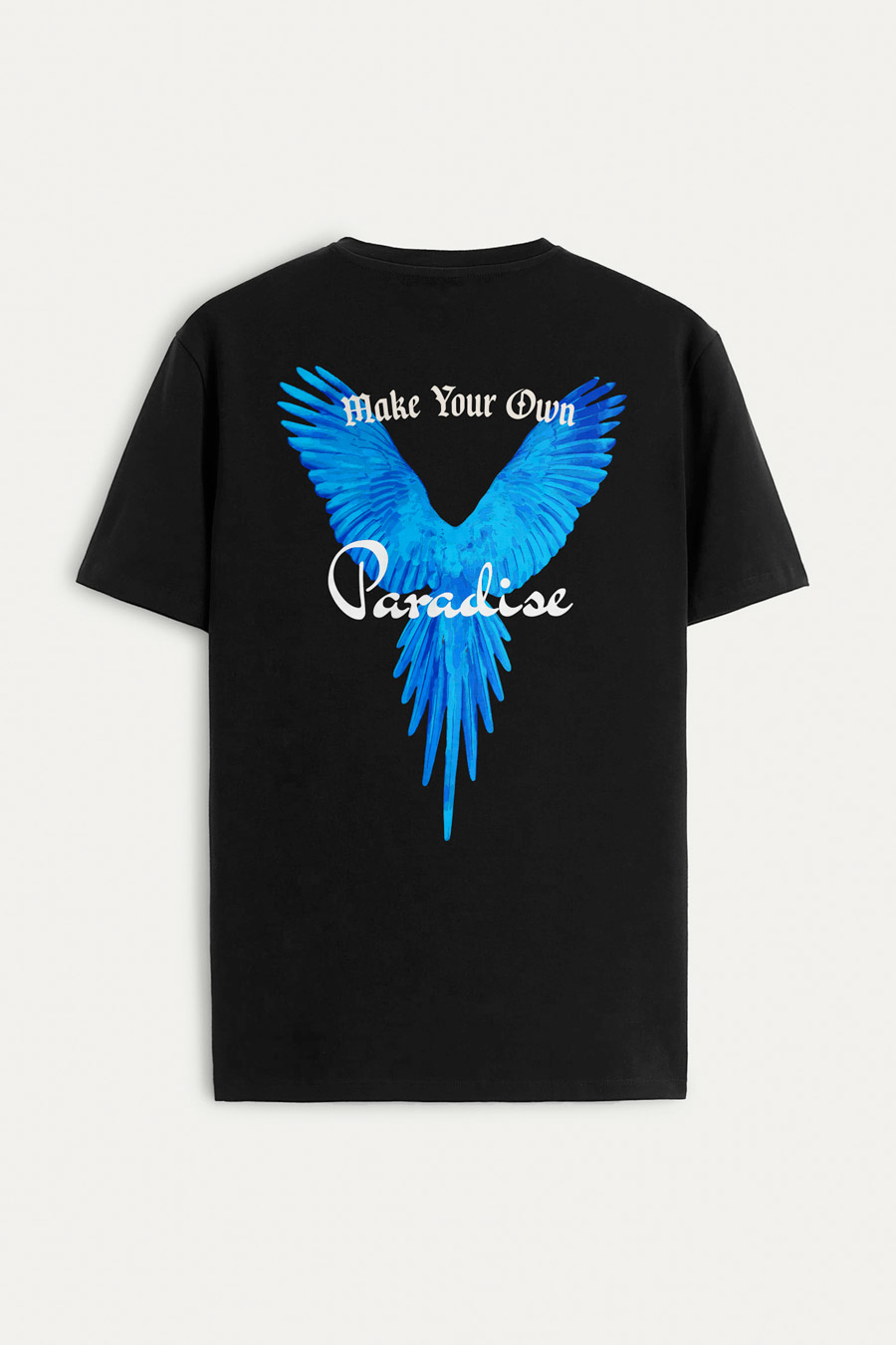 T-Shirt in Black color with Your Own Paradise Print t-shirt-man-a-isolated-back-full-black-2719.jpg