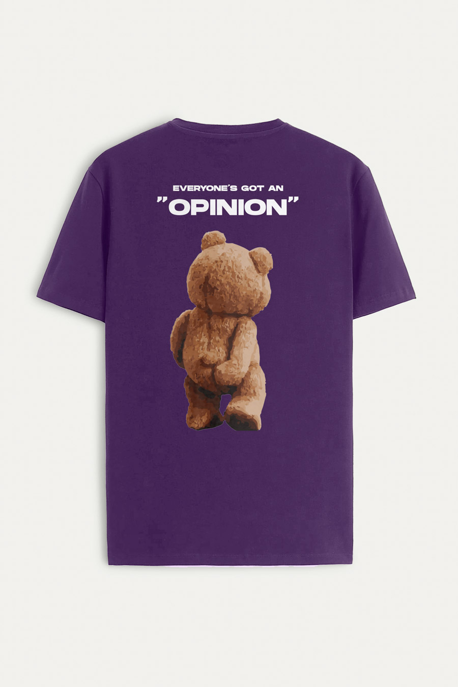 T-Shirt in Purple color with Teddys Opinion Print t-shirt-man-a-isolated-back-full-purple-2761.jpg