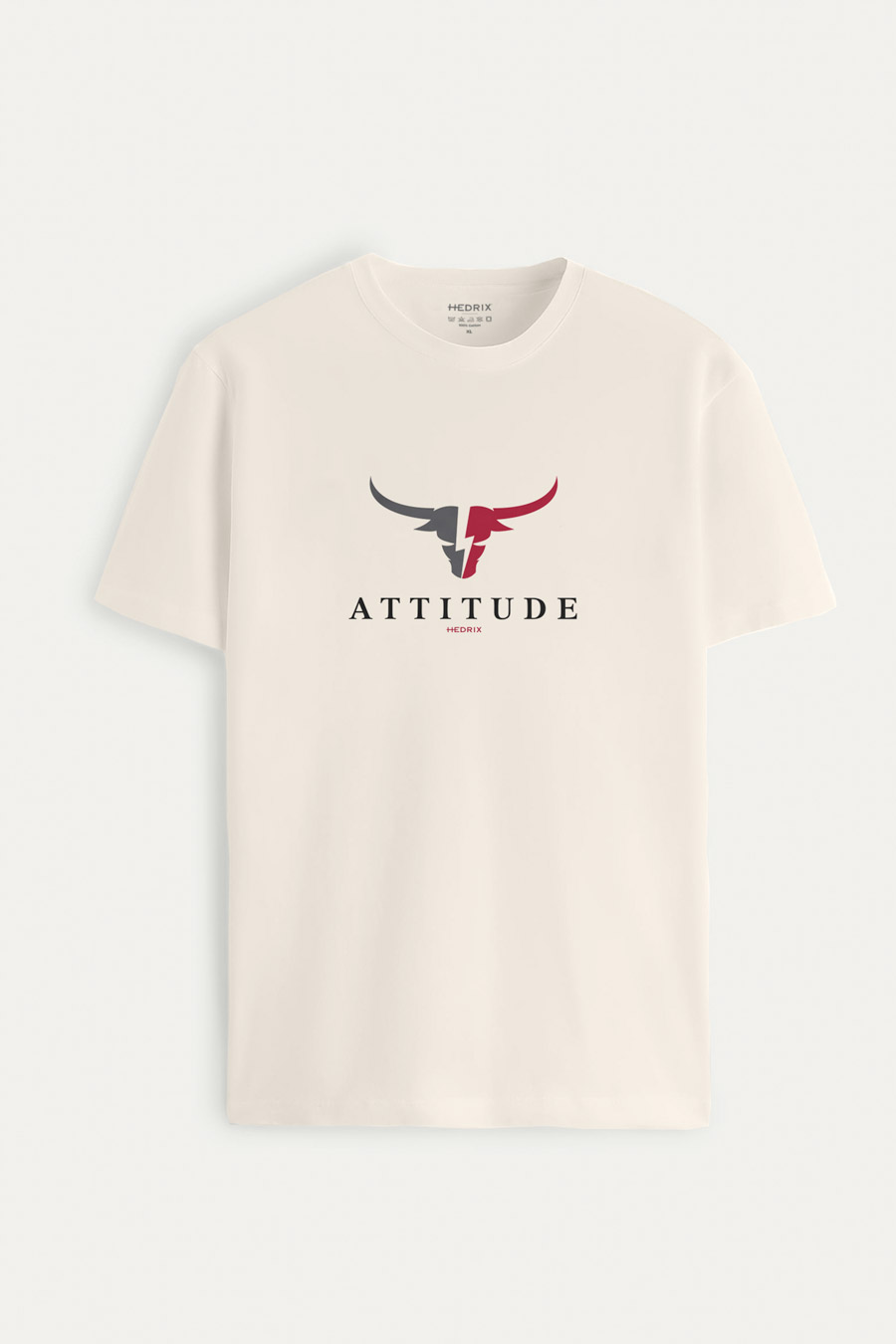 T-Shirt in Ecru color with Goat Attitude Print t-shirt-man-a-isolated-front-full-ecru-2680.jpg