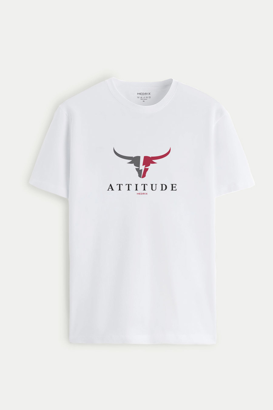 T-Shirt in White color with Goat Attitude Print t-shirt-man-a-isolated-front-full-white-2680.jpg