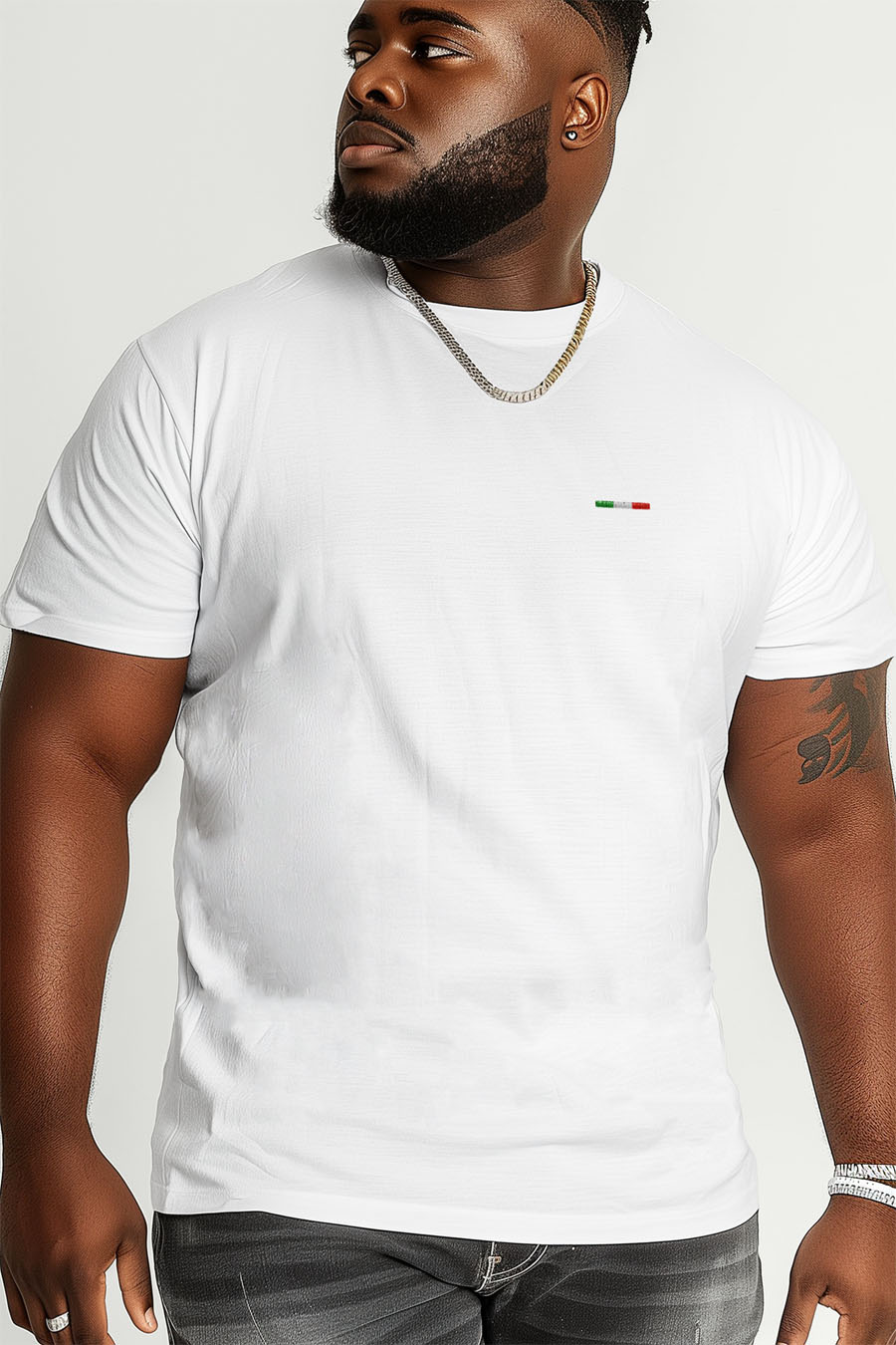 T-Shirt in White color with Italian Stripe Print t-shirt-man-plus-size-a-fg88-front-zoom3-white-2549.jpg