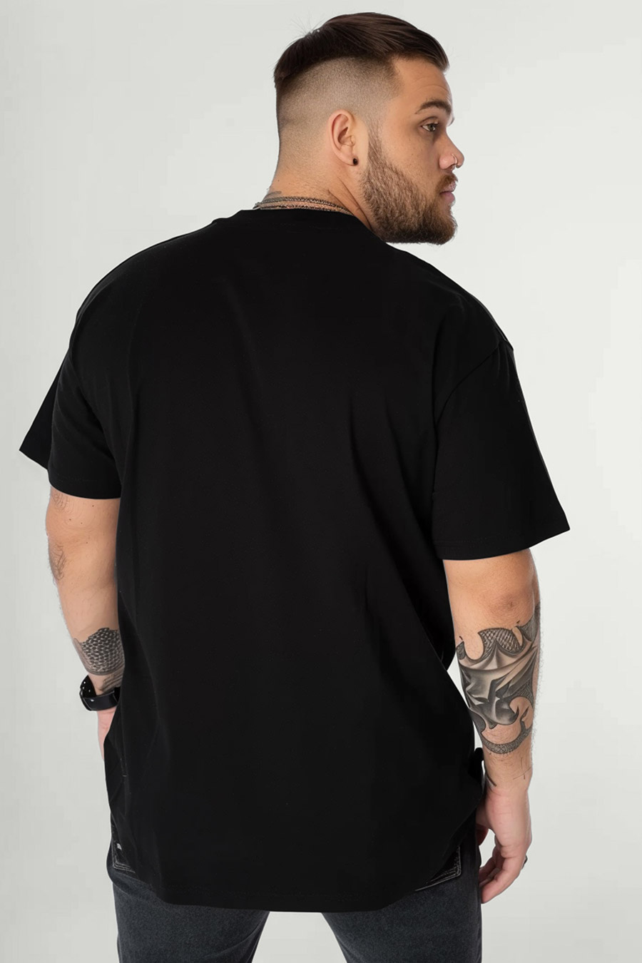 T-Shirt in Black color with Hedrix Pulse Print t-shirt-man-plus-size-a-fg92-back-zoom1-black-no_stamp.jpg