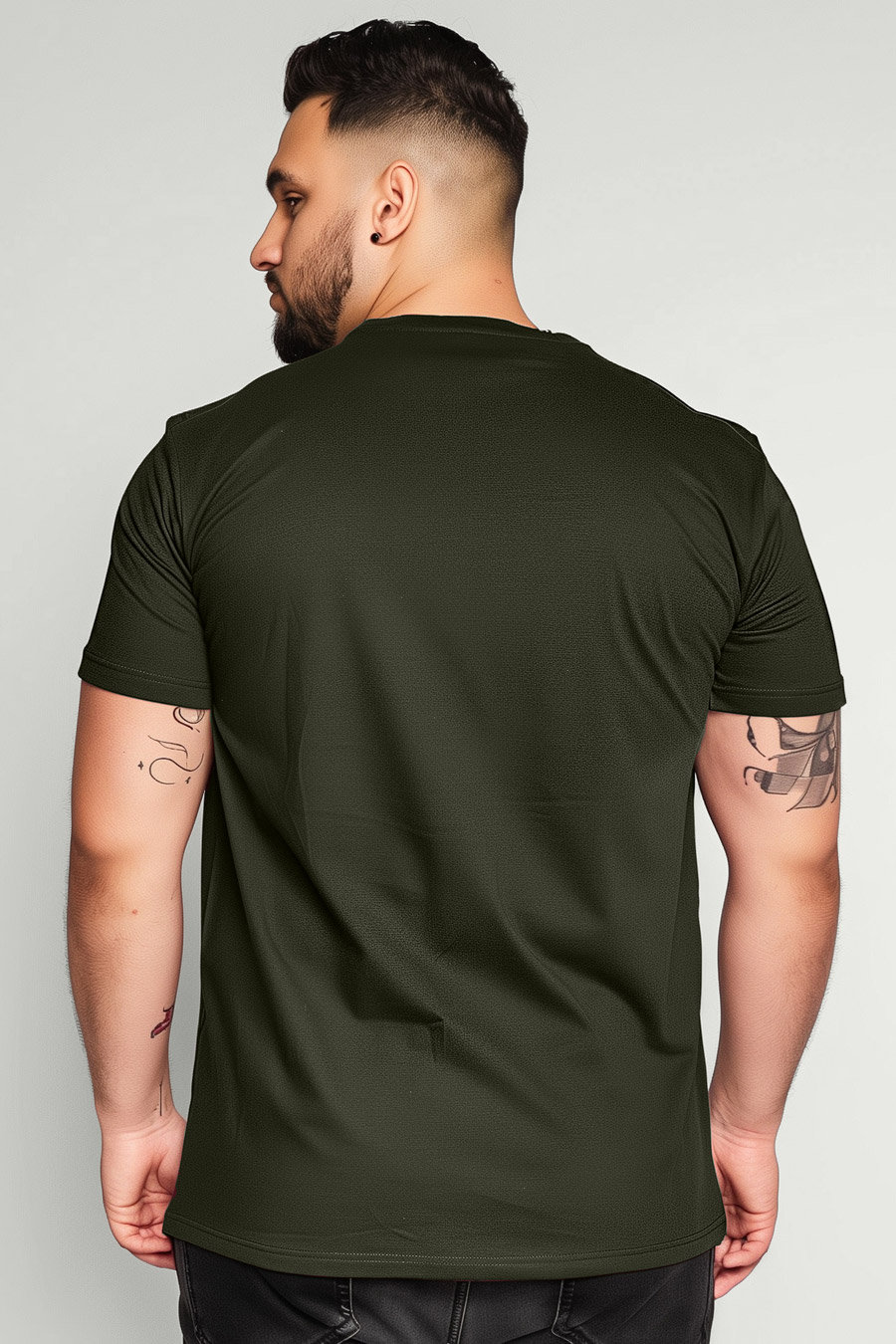 T-Shirt in Khaki color with Hedrix Calligraphy Print t-shirt-man-plus-size-a-fg94-back-zoom1-xaki-no_stamp.jpg