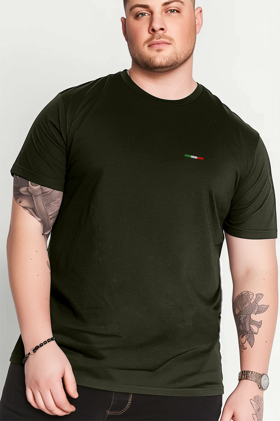 T-Shirt in Khaki color with Italian Stripe Print t-shirt-man-plus-size-a-fg94-front-zoom3-xaki-2549.jpg