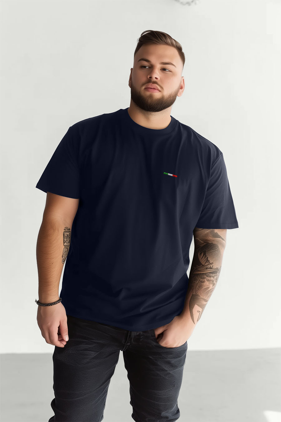T-Shirt in Blue color with Italian Stripe Print t-shirt-man-plus-size-b-fg86-front-zoom1-blue-2549.jpg
