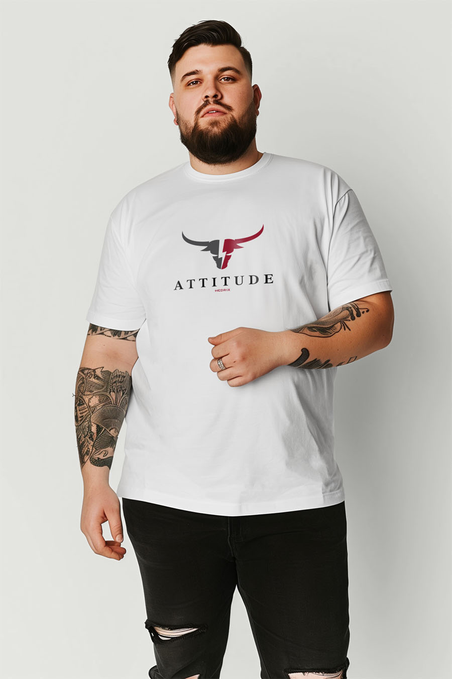 T-Shirt in White color with Goat Attitude Print t-shirt-man-plus-size-b-fg87-front-zoom1-white-2680.jpg
