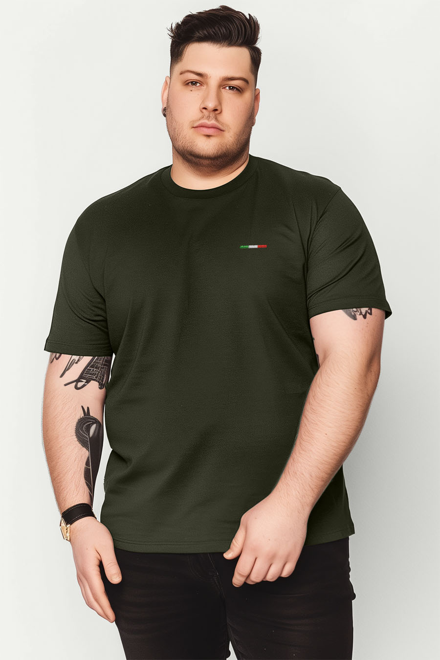 T-Shirt in Khaki color with Italian Stripe Print t-shirt-man-plus-size-b-fg94-front-zoom1-xaki-2549.jpg